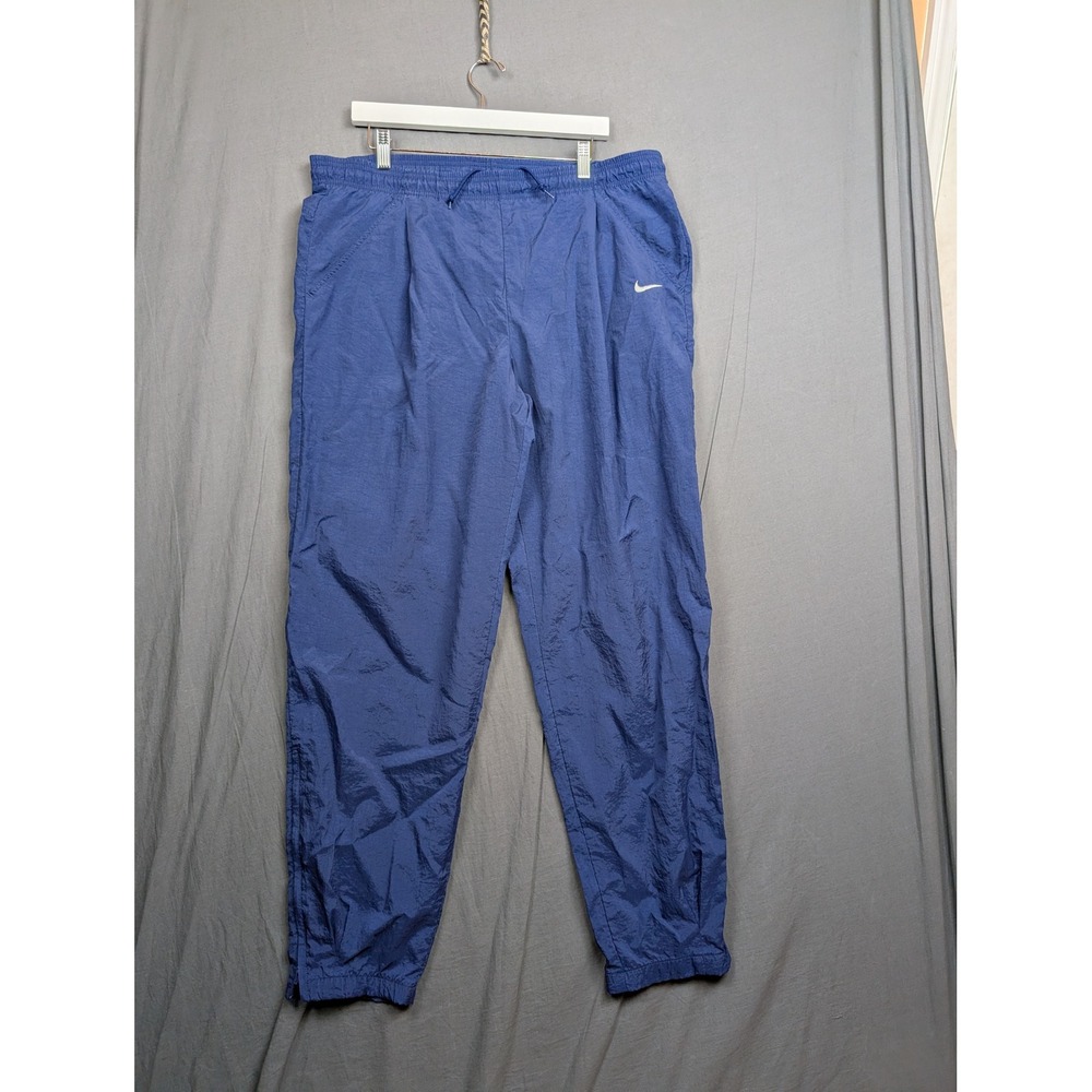 Vintage 90s Nike White Tag Mens Large Blue‎ Nylon Windbreaker Track Pants Swoosh
